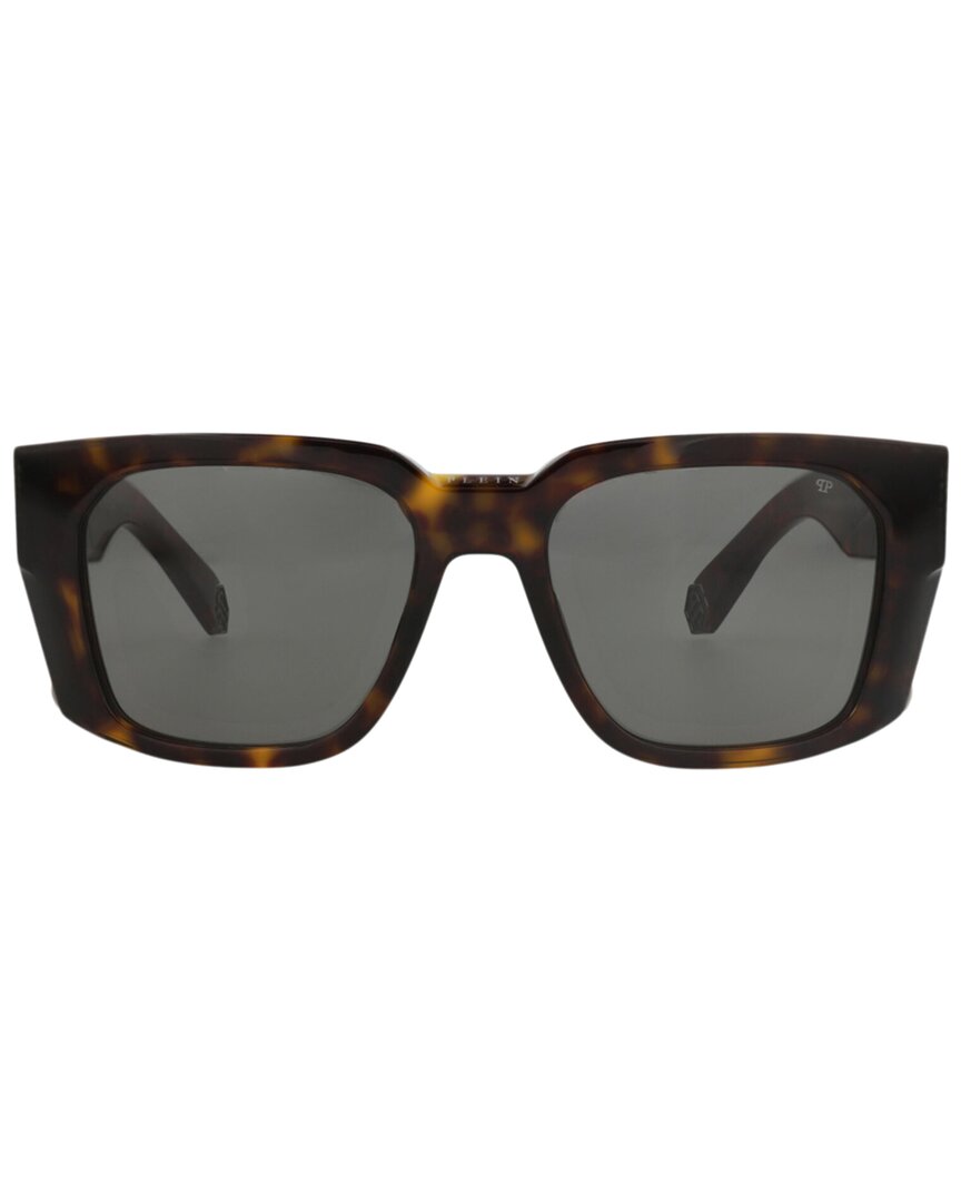 Philipp Plein | Mens | 54mm Sunglasses | Shiny Dark Havana | Grey Tinted Lens