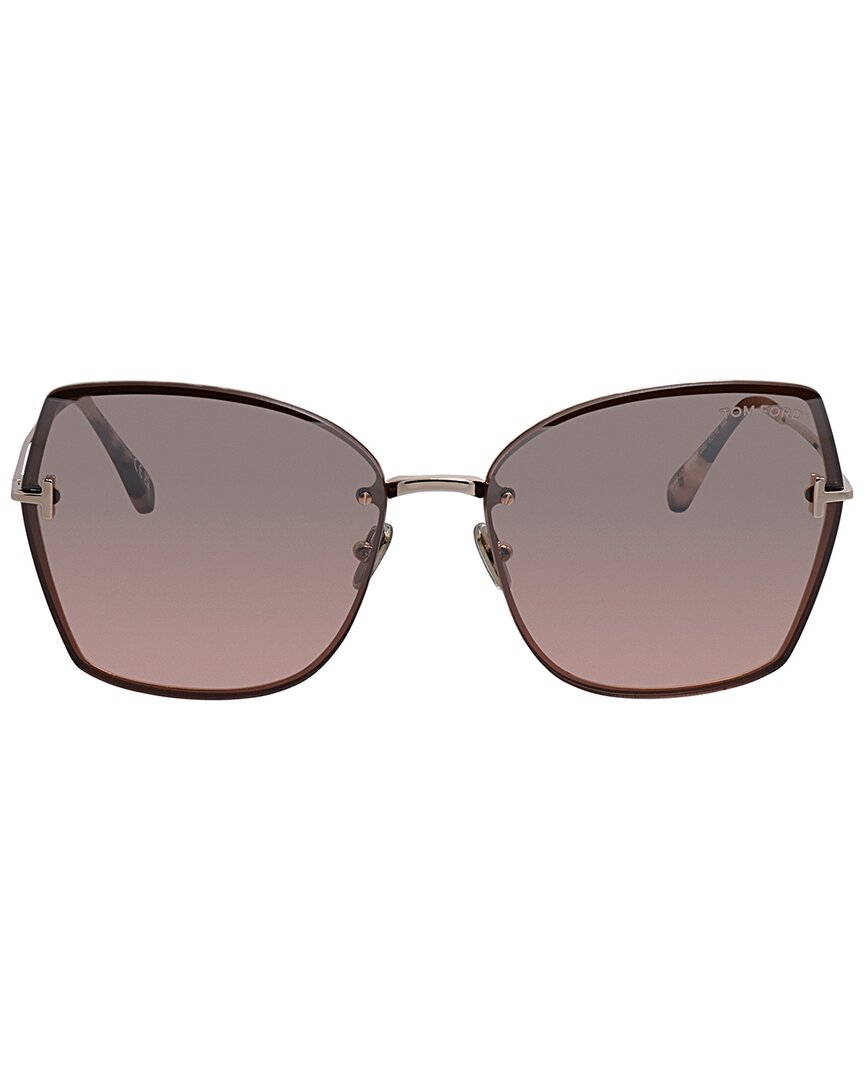 Tom Ford | Unisex | 6228U 62mm Sunglasses | Rose Gold | Bordeaux Mirrored Lens