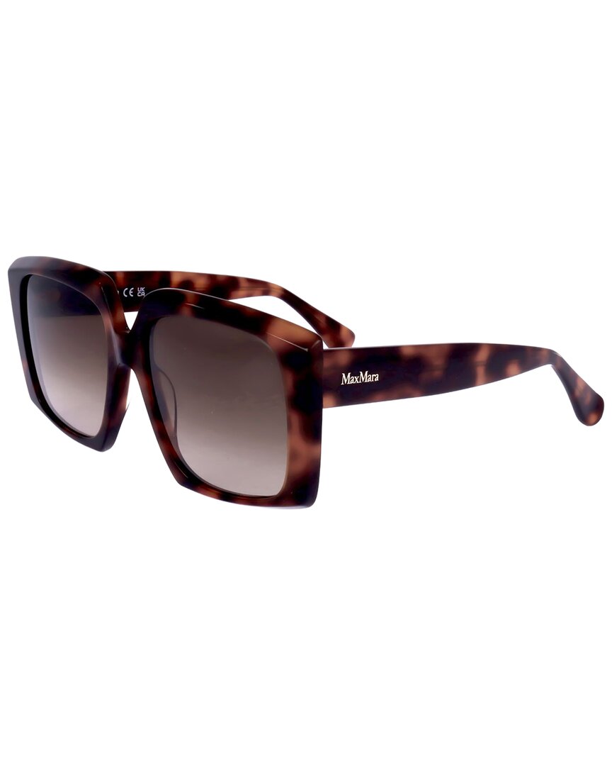 Max Mara | Womens | 56mm Sunglasses | Dark Havana | Smoke Gradient Lens