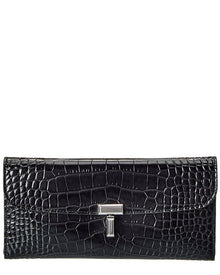 TOTEME | Womens | T-Lock Croc-Embossed Leather Continental Wallet | Black