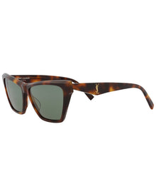 Saint Laurent | Womens | 58mm Sunglasses | Medium Havana | Green Tinted Lens