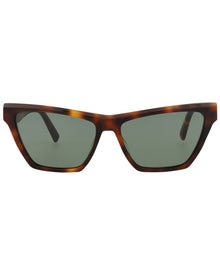 Saint Laurent | Womens | 58mm Sunglasses | Medium Havana | Green Tinted Lens