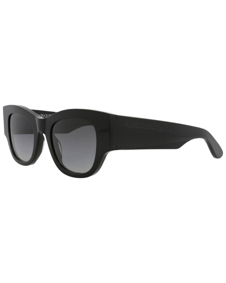 Alexander McQueen | Womens | AM0420S 50mm Sunglasses | Shiny Black | Grey Gradient Lens
