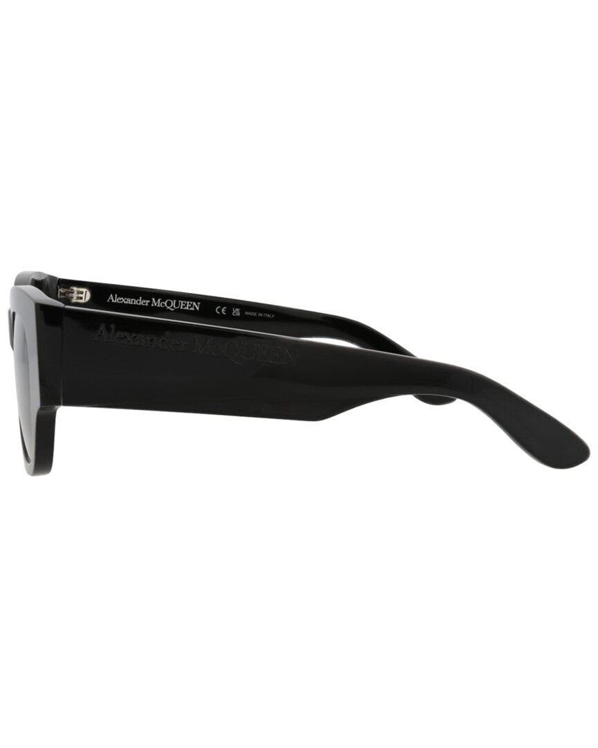 Alexander McQueen | Womens | AM0420S 50mm Sunglasses | Shiny Black | Grey Gradient Lens