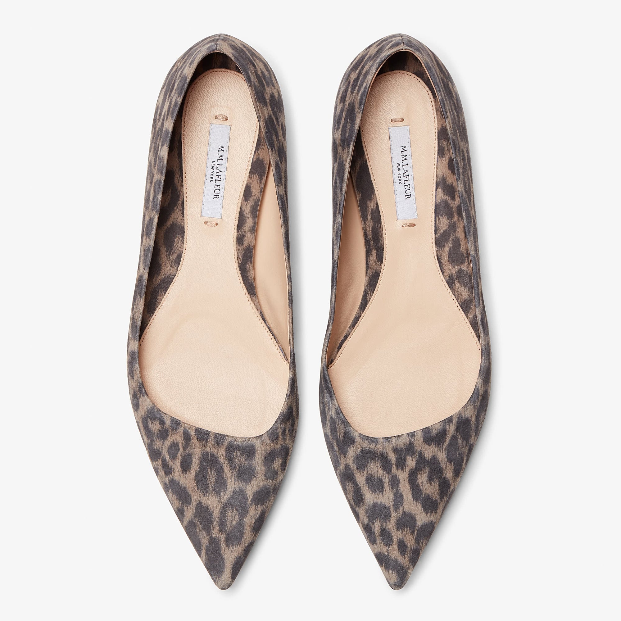 Women | Rowan Flat - Leopard Suede | Taupe x Black