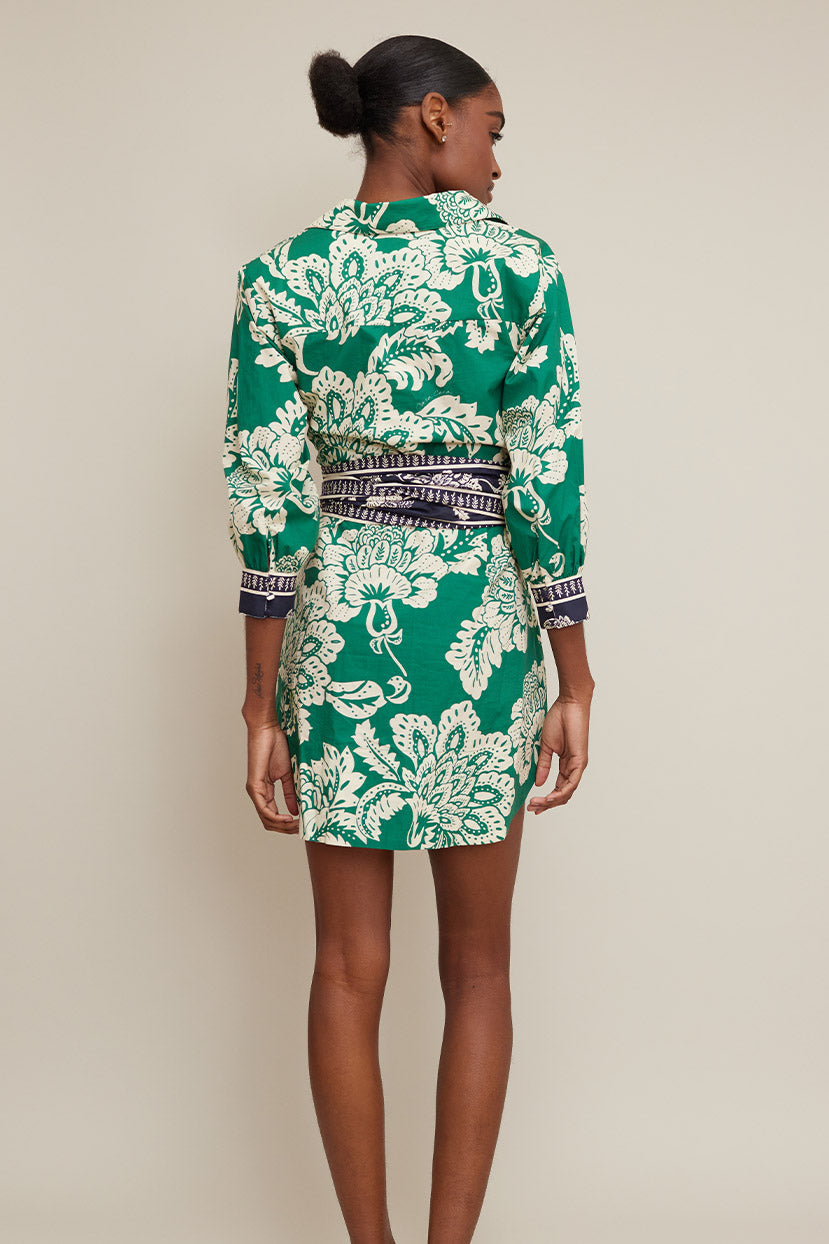 Leighton Dress | Flora Stamp Green