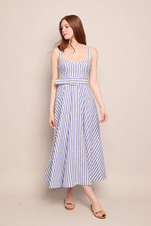 Calypso Dress | Ivory Blue Striped Seersucker