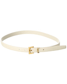 Saint Laurent | Womens | Monogram Narrow Leather Belt | White
