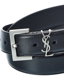 Saint Laurent | Womens | Monogram Leather Belt | Black