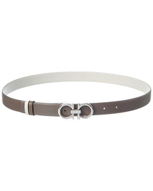 Ferragamo | Womens | Gancini Reversible Leather Belt | Brown/White
