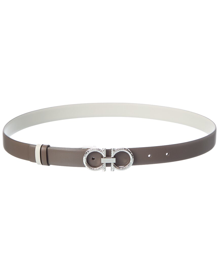 Ferragamo | Womens | Gancini Reversible Leather Belt | Brown/White