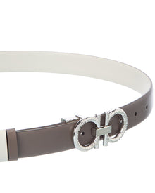 Ferragamo | Womens | Gancini Reversible Leather Belt | Brown/White