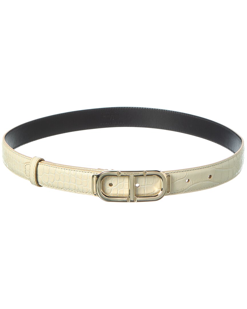 Tom Ford | Womens | 1"in Wide Leather Belt | White