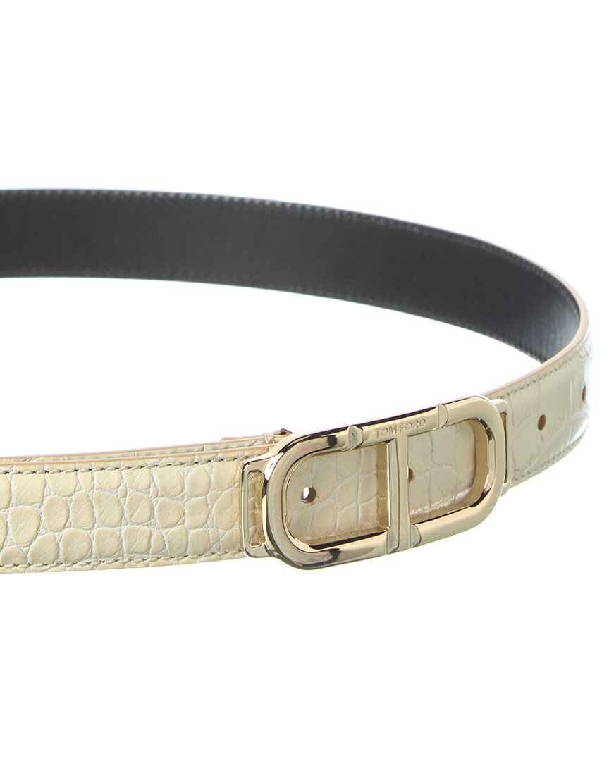 Tom Ford | Womens | 1"in Wide Leather Belt | White