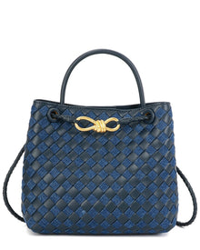 Tiffany & Fred Paris | Womens | Woven Leather & Denim Top Handle Bag | Blue