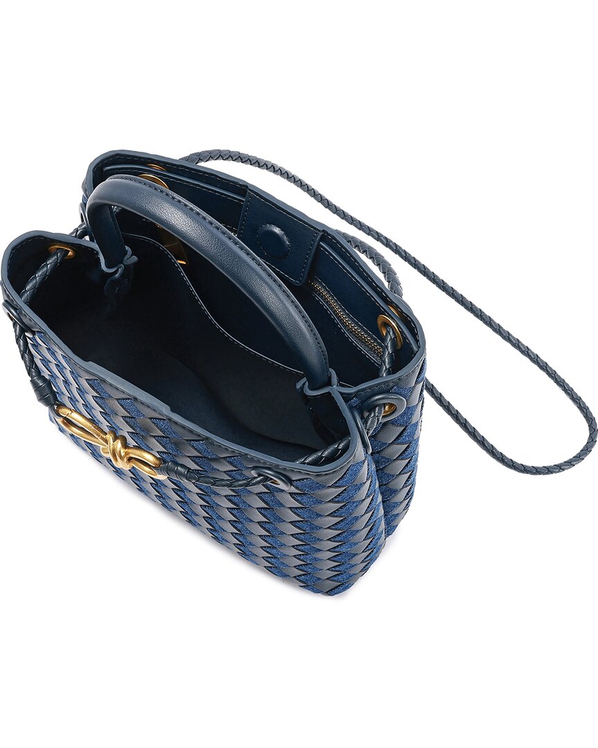 Tiffany & Fred Paris | Womens | Woven Leather & Denim Top Handle Bag | Blue