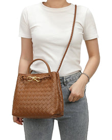 Tiffany & Fred Paris | Womens | Woven Leather Top Handle Bag | caramel