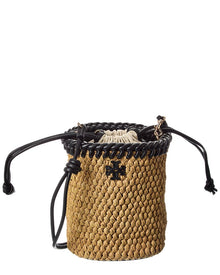 Tory Burch | Womens | Emerson Raffia Leather Bucket Bag | Tan