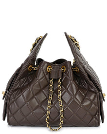 Tiffany & Fred Paris | Womens | Quilted Leather Shoulder Bag | Brown