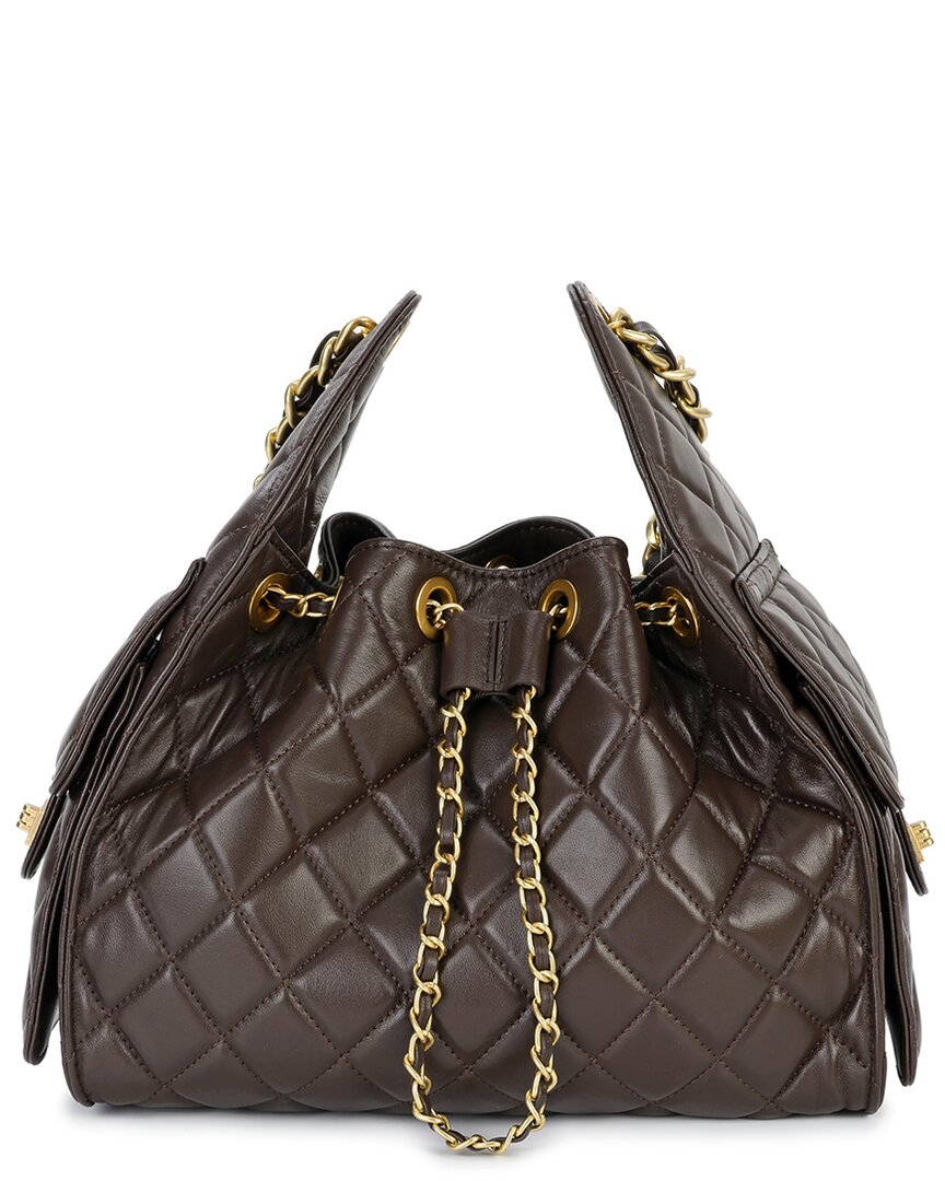 Tiffany & Fred Paris | Womens | Quilted Leather Shoulder Bag | Brown