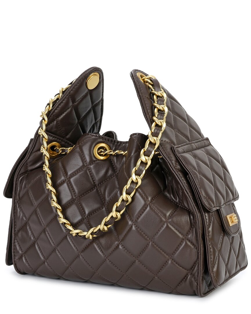 Tiffany & Fred Paris | Womens | Quilted Leather Shoulder Bag | Brown