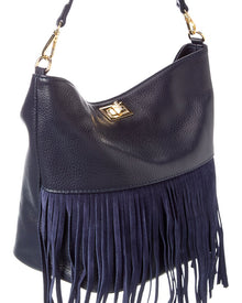 Isabella Rossetti | Womens | Arizona27 Leather Fringe Tote | Navy