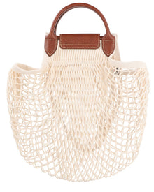 Longchamp | Womens | Le Pliage Filet Large Mesh Handle Bag with Strap | White