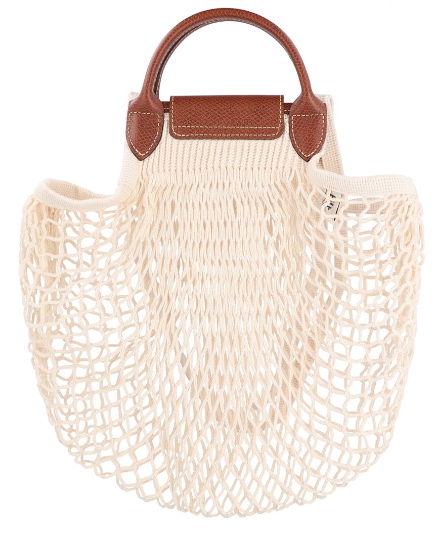 Longchamp | Womens | Le Pliage Filet Large Mesh Handle Bag with Strap | White