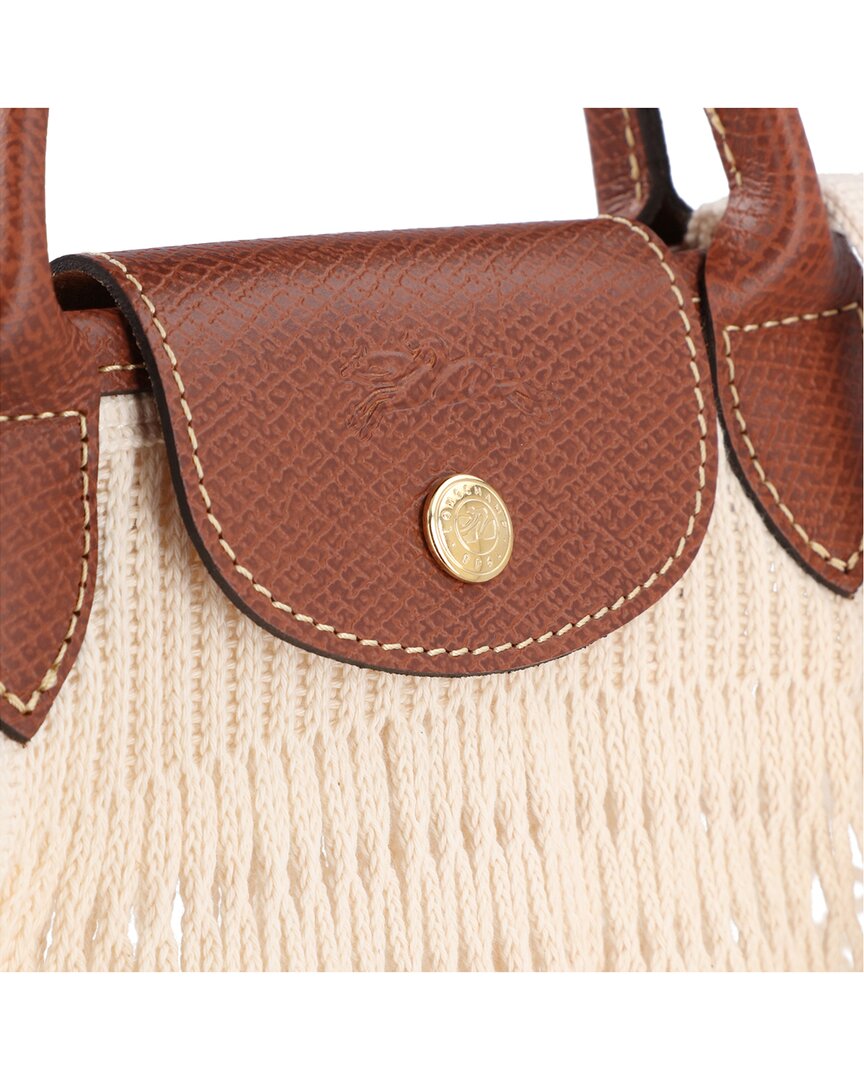 Longchamp | Womens | Le Pliage Filet Large Mesh Handle Bag with Strap | White