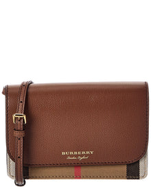 Burberry | Womens | Check Canvas & Leather Crossbody | Brown