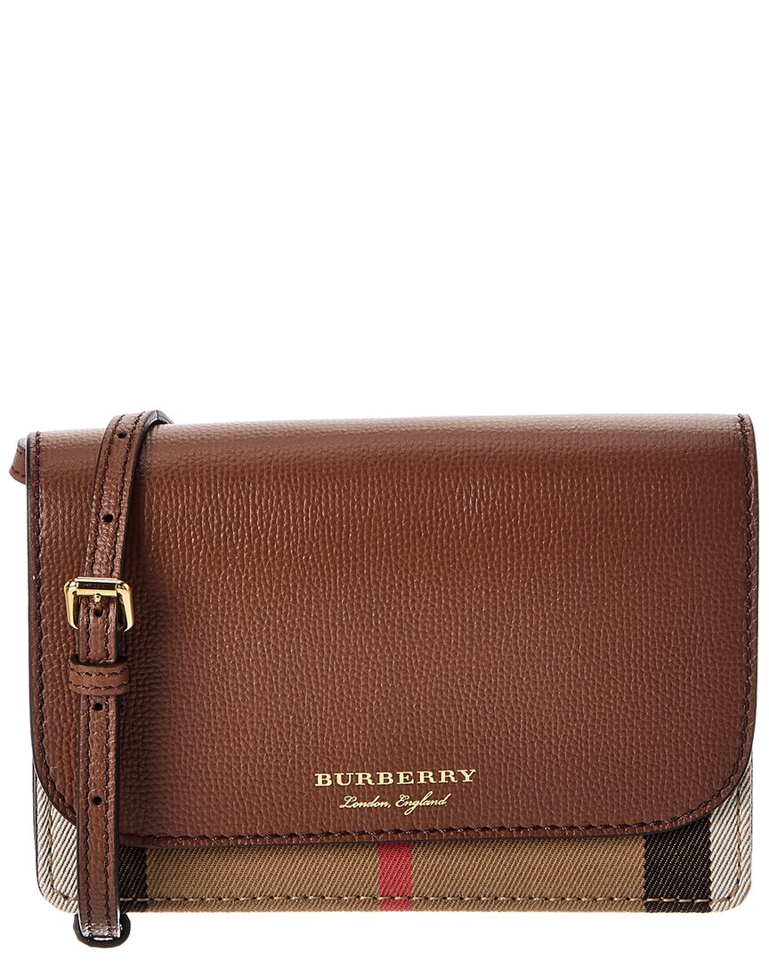 Burberry | Womens | Check Canvas & Leather Crossbody | Brown