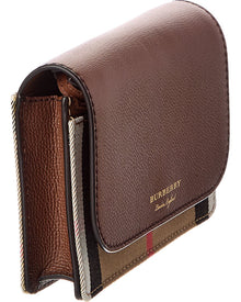 Burberry | Womens | Check Canvas & Leather Crossbody | Brown