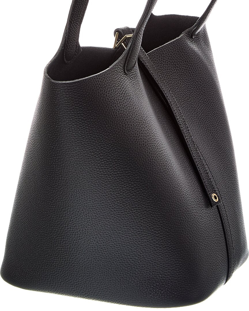 Tiffany & Fred Paris | Womens | Pebbled Leather Bucket Tote | Black