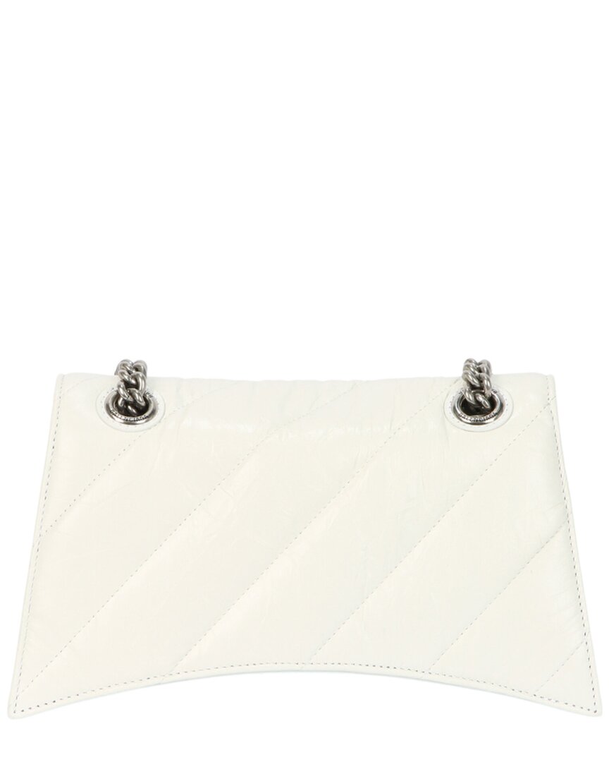 Balenciaga | Womens | Crush Small Quilted Leather Chain Shoulder Bag | White