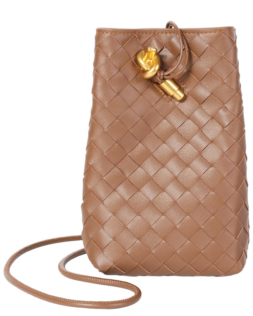 Tiffany & Fred Paris | Unisex | Handwoven Mini Leather Bucket Bag | Brown