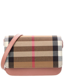 Burberry | Womens | Madison Check Canvas & Leather Crossbody | Dark Rosewood