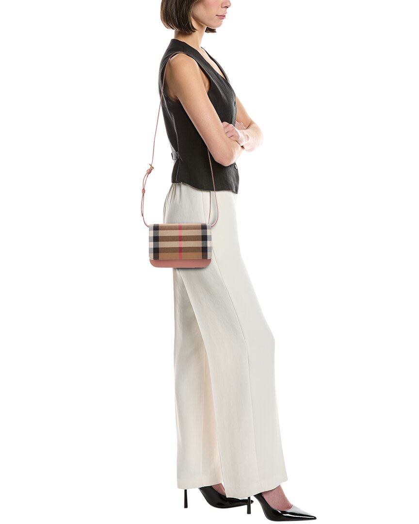Burberry | Womens | Madison Check Canvas & Leather Crossbody | Dark Rosewood
