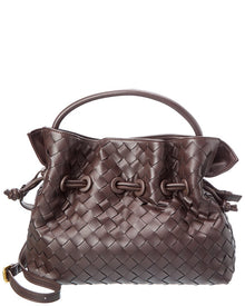 Tiffany & Fred Paris | Womens | Hand-Woven Leather Drawstring Satchel | Brown