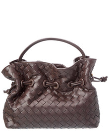 Tiffany & Fred Paris | Womens | Hand-Woven Leather Drawstring Satchel | Brown