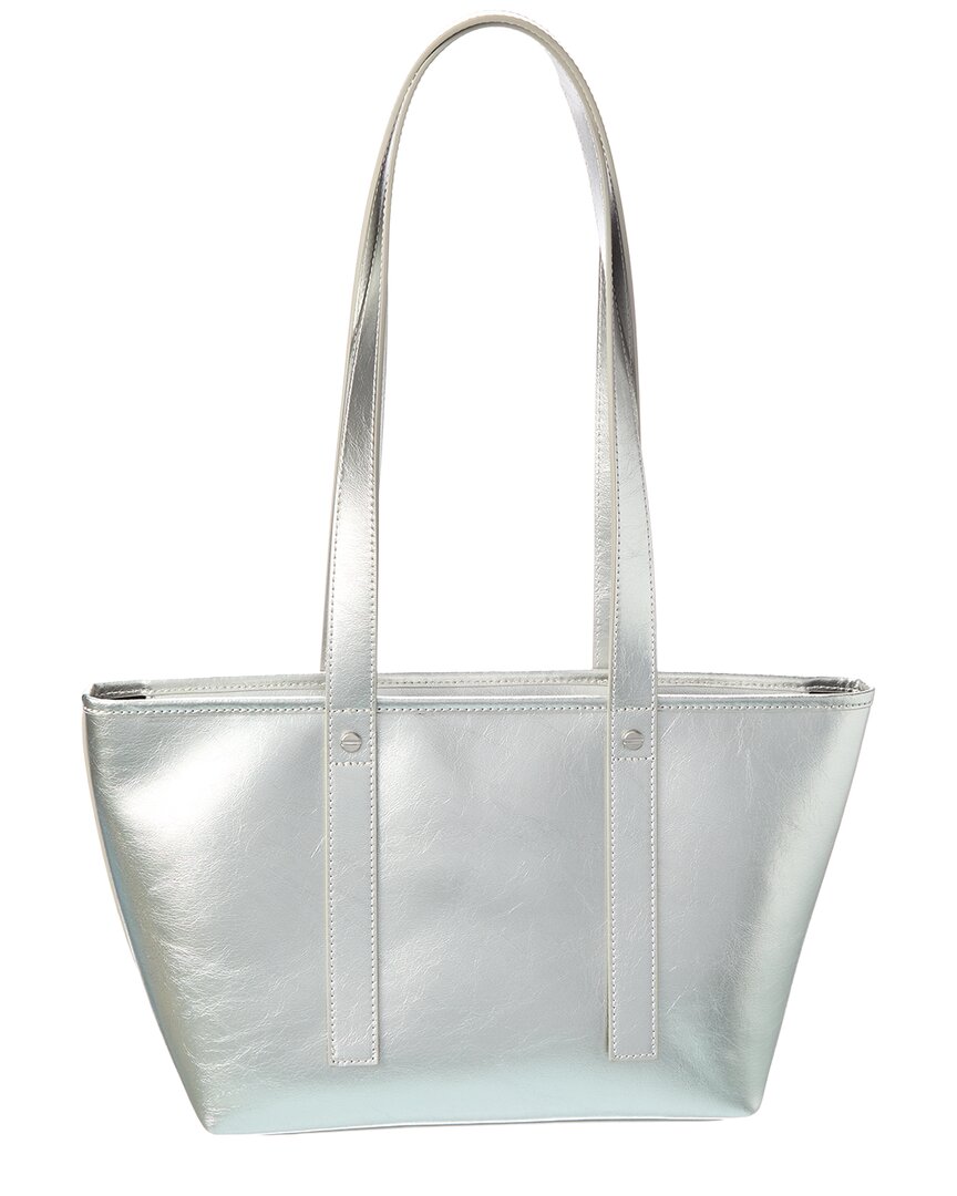Off-White | Womens | Classic Day Off Small East West Leather Tote | Silver