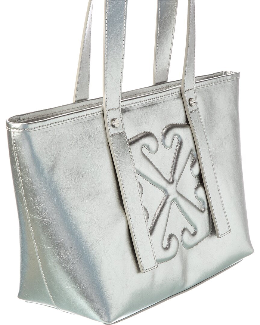 Off-White | Womens | Classic Day Off Small East West Leather Tote | Silver