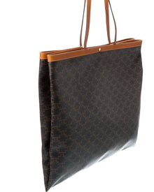 CELINE | Womens | Large Flat Triomphe Canvas & Leather Shopper Tote | Brown