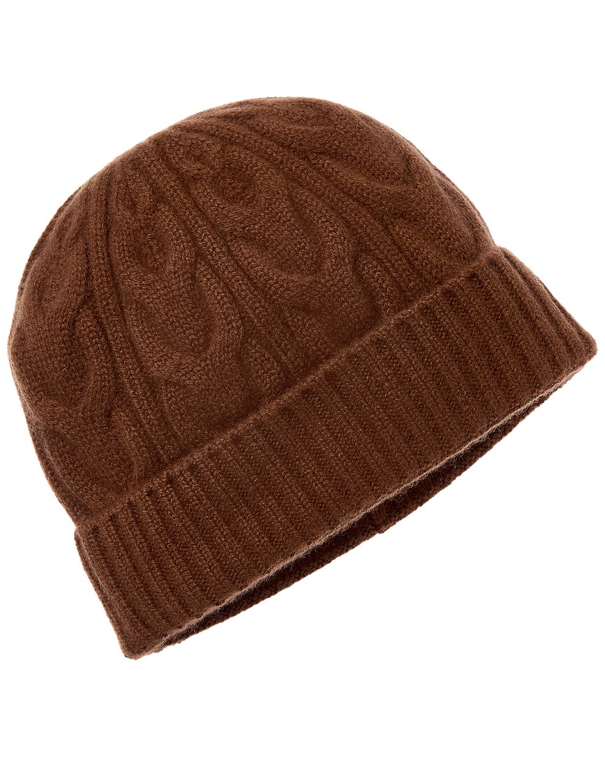 Bruno Magli | Unisex | Cable Cuffed Cashmere Hat | Brown