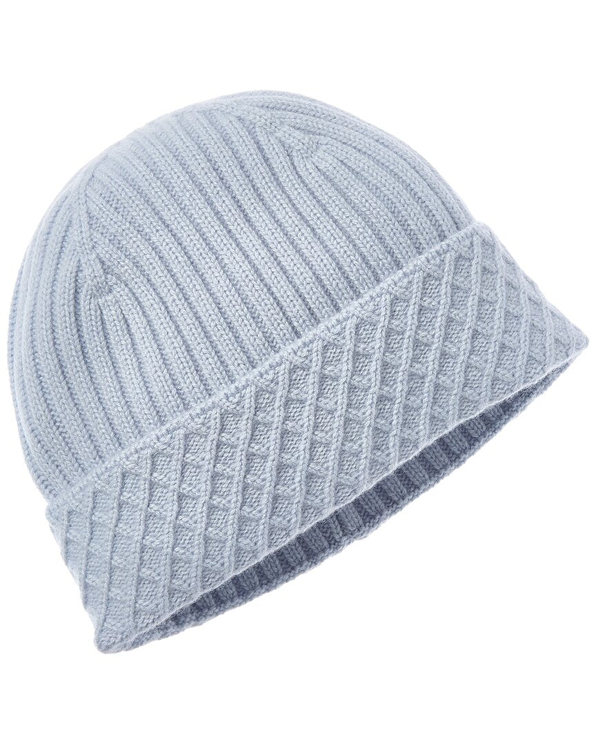 Bruno Magli | Unisex | Diamond Cuff Rib Cashmere Beanie | Blue