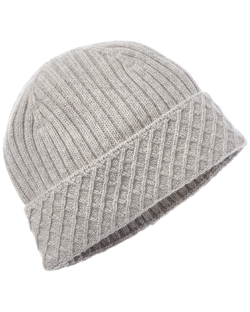 Bruno Magli | Unisex | Diamond Cuff Rib Cashmere Beanie | Grey