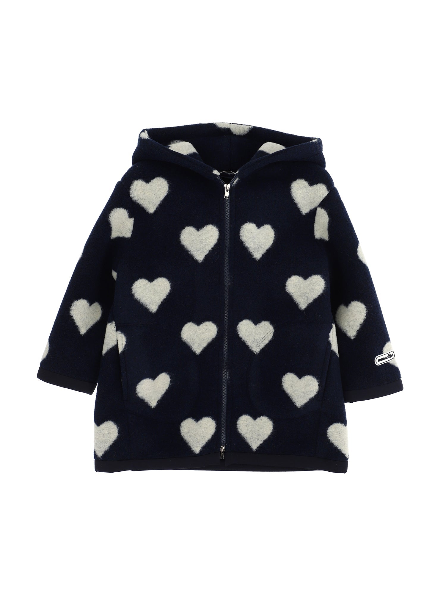 Girls | Hearts Woollen Jacket | Blue/Cream
