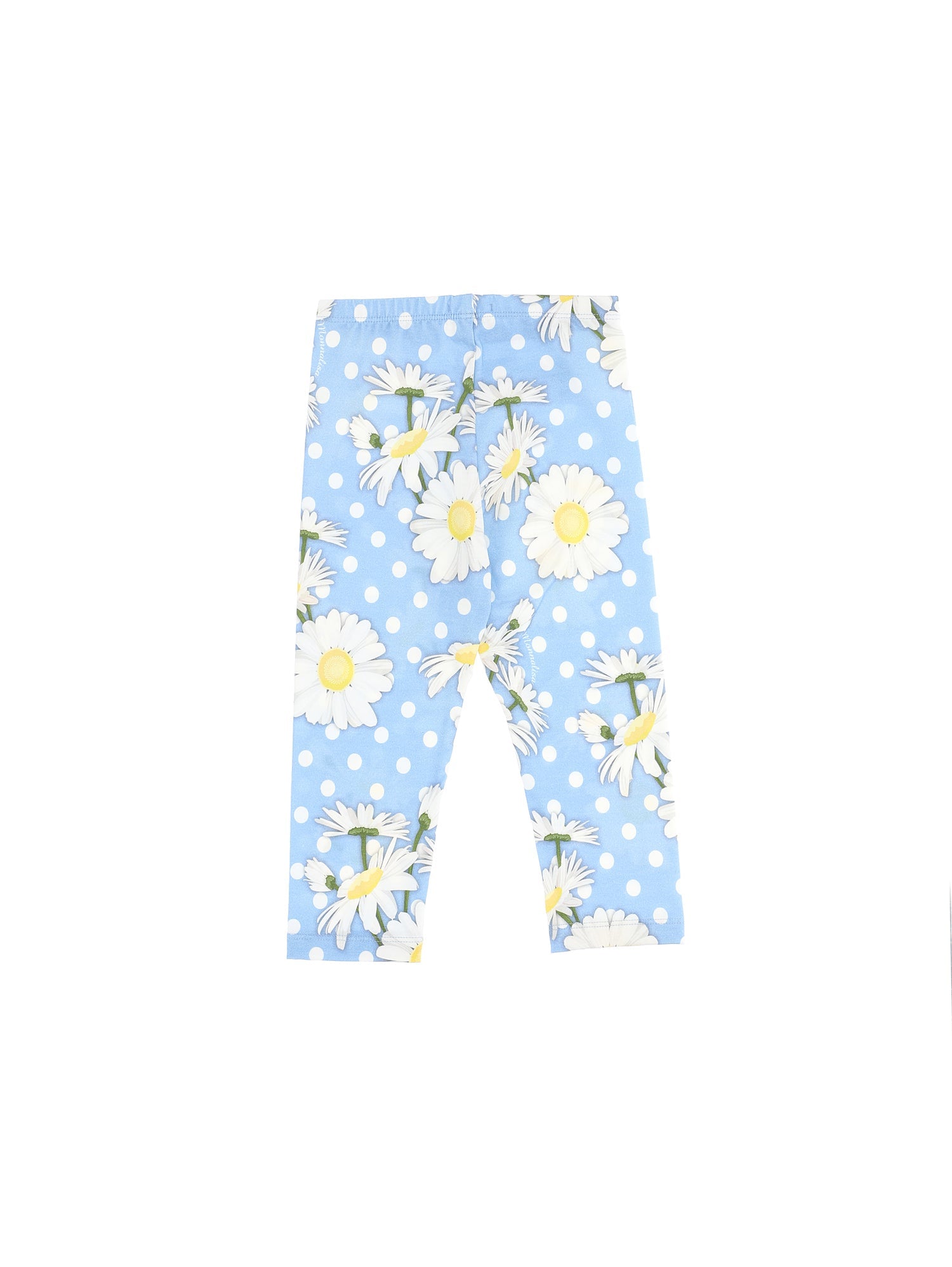 Girls | Daisy Polka Dot Print Jersey Leggings | Sky Blue