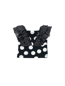 Girls | Polka Dot Jersey Top | Black/White
