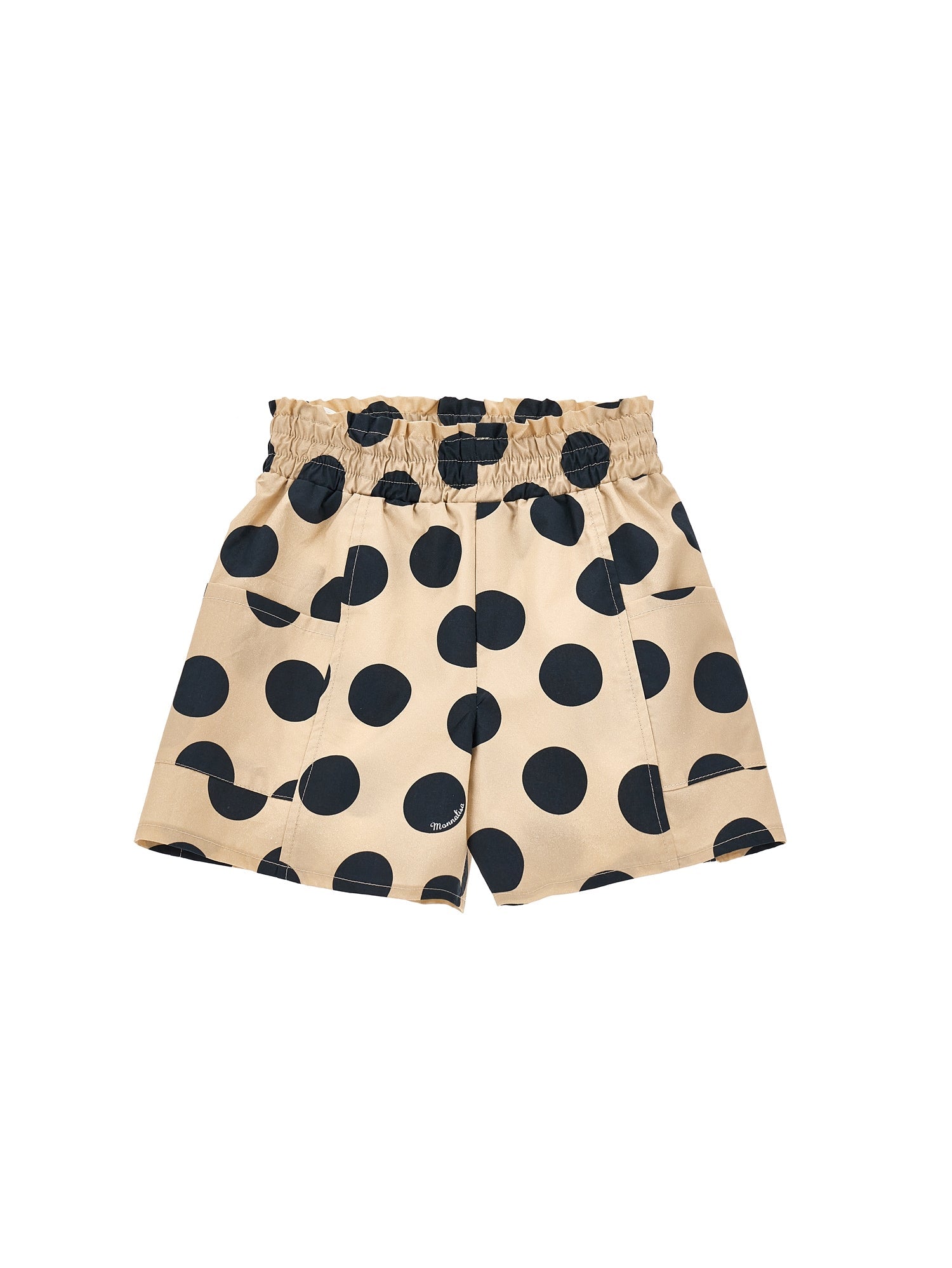 Girls | Polka Dot Bermuda Shorts With Big Pockets | Beige/Black