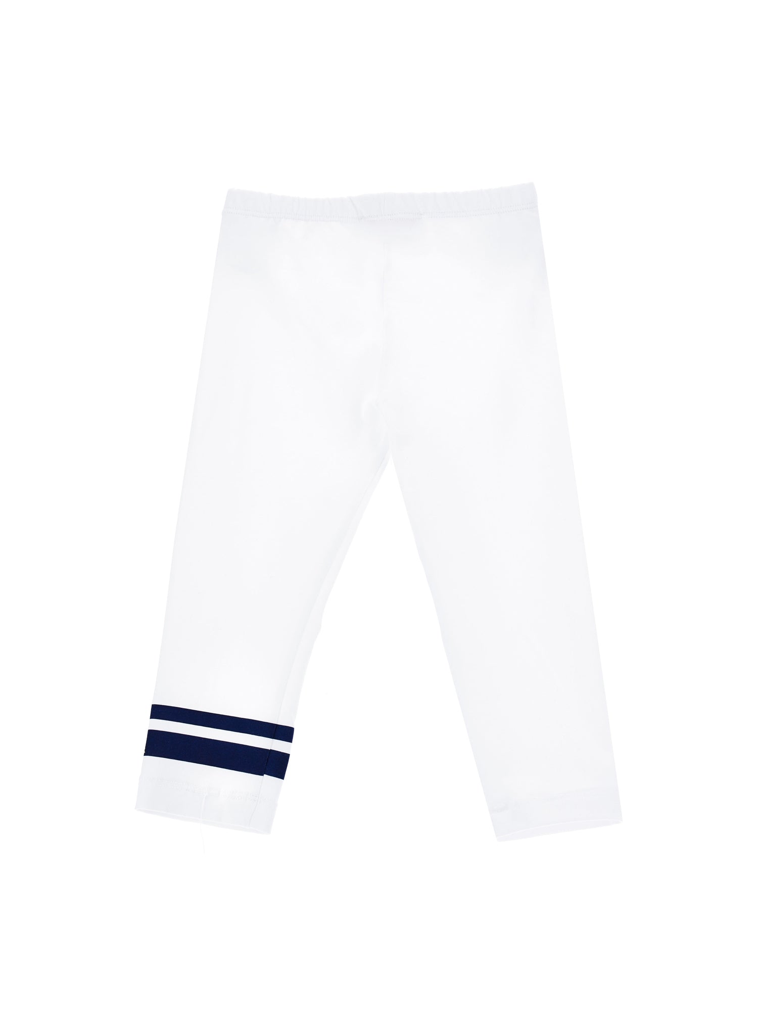 Girls | Striped Cotton Leggings | White